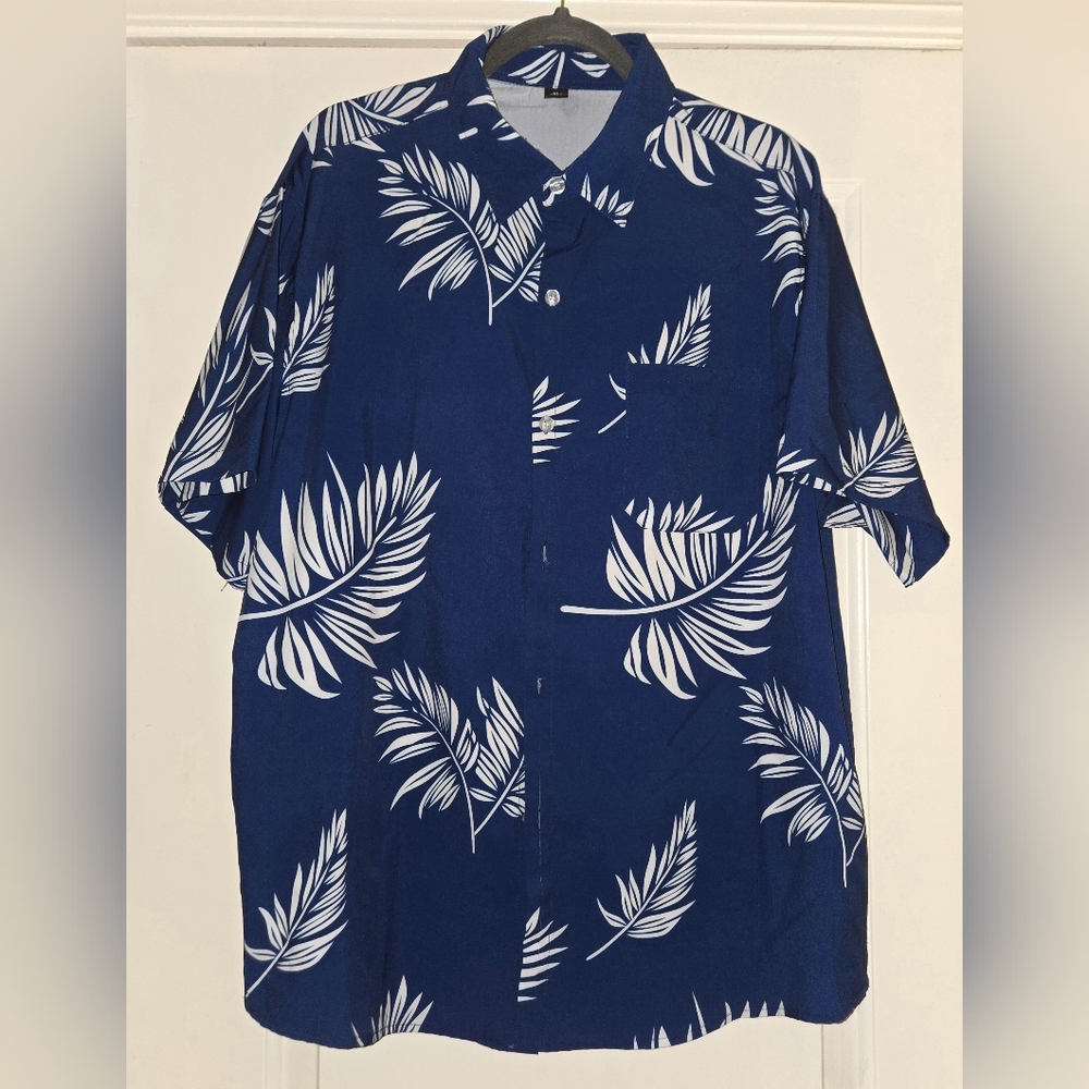 Hawaiian Men's Aptro Blue Short Sleeve Tropical Shirt Size XL